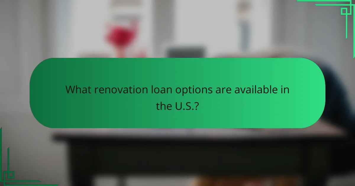 What renovation loan options are available in the U.S.?
