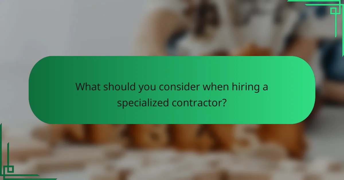 What should you consider when hiring a specialized contractor?