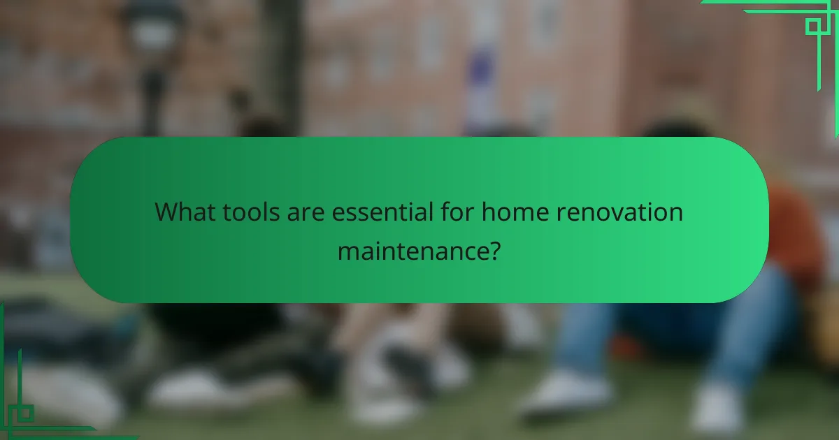 What tools are essential for home renovation maintenance?