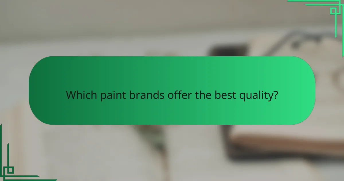 Which paint brands offer the best quality?